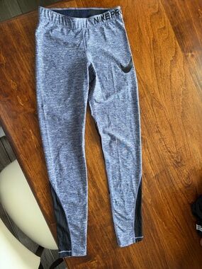 Nike Heather Blue Performance Leggings with Black Accents